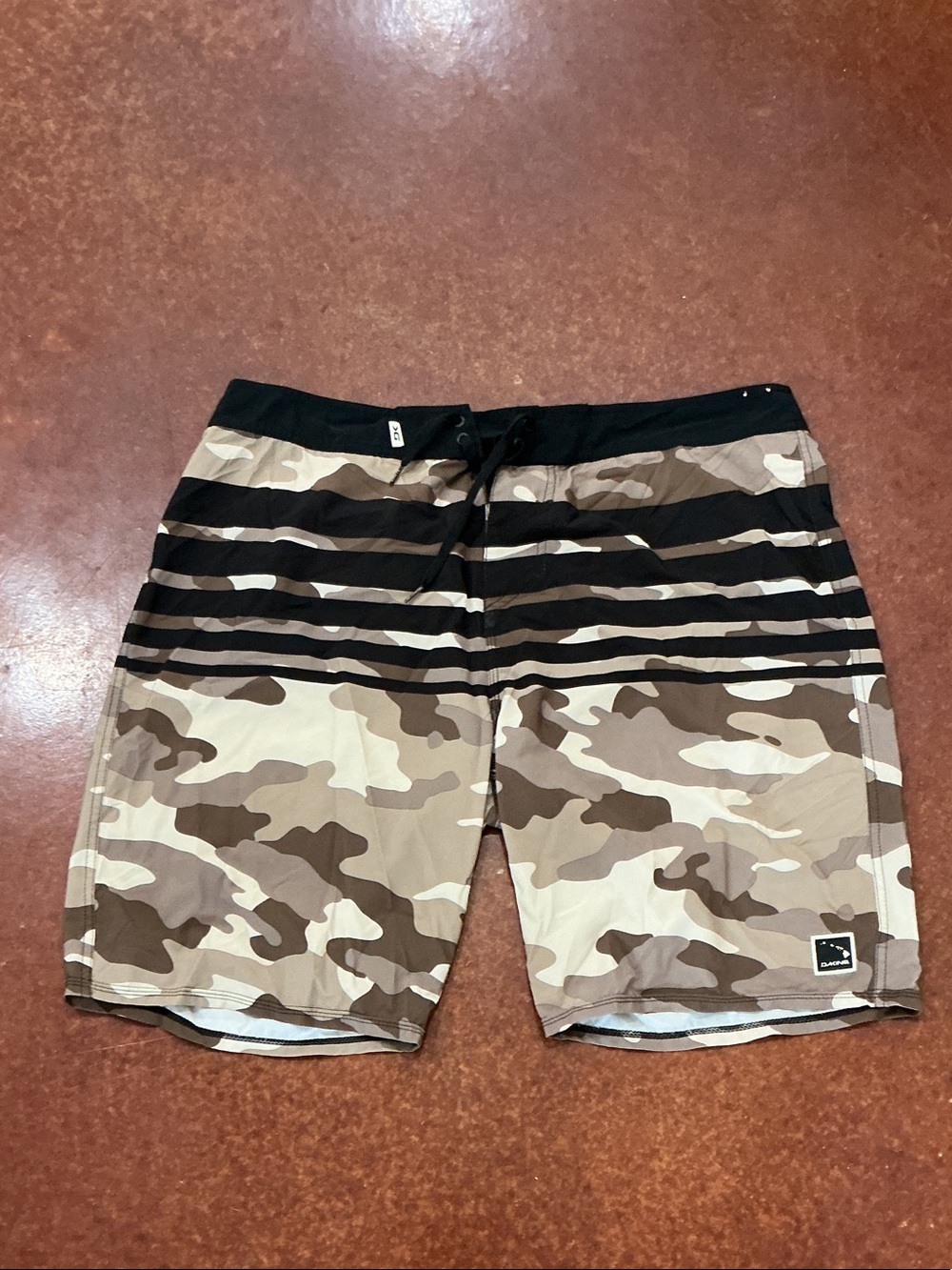 Dakine Men's Camo Stripe Board Shorts in Black and Tan